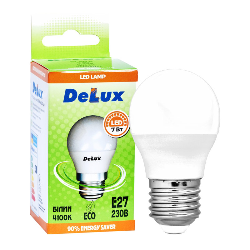 Лампа світлодіодна Delux P45, 7Вт, E27, 4100К (4823085808592)